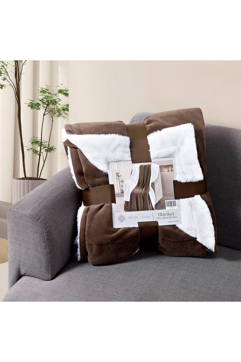 ميلين بطانية ماريو من المخمل والفرو 200 × 230 - بني داكن - Image 2